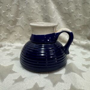 Navy and Cream Ceramic Pitcher